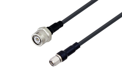 TNC Male to SMA Male Low Loss Cable Using LMR-200 Coax with Times Microwave Components with HeatShrink