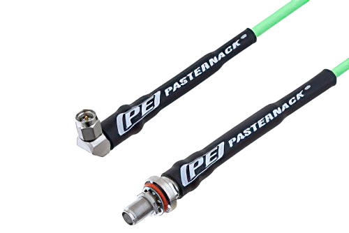 SMA Male Right Angle to SMA Female Bulkhead Low Loss Cable 12 Inch Length Using PE-P160LL Coax