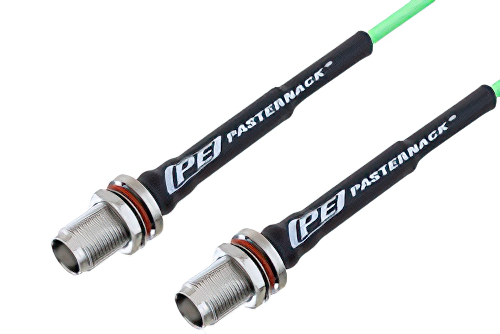 TNC Female Bulkhead to TNC Female Bulkhead Low Loss Cable 48 Inch Length Using PE-P160LL Coax