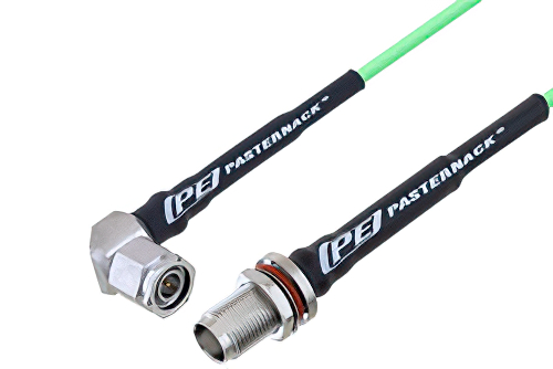 TNC Male Right Angle to TNC Female Bulkhead Low Loss Cable 50 CM Length Using PE-P160LL Coax