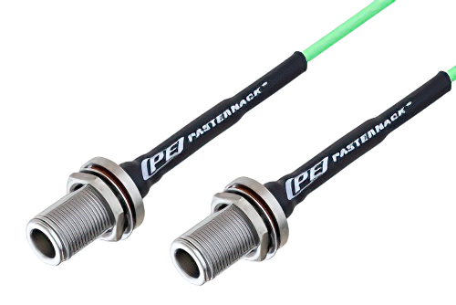 N Female Bulkhead to N Female Bulkhead Low Loss Cable 48 Inch Length Using PE-P160LL Coax