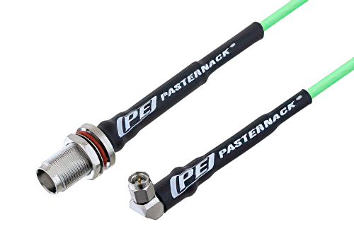 SMA Male Right Angle to TNC Female Bulkhead Low Loss Cable 60 Inch Length Using PE-P160LL Coax