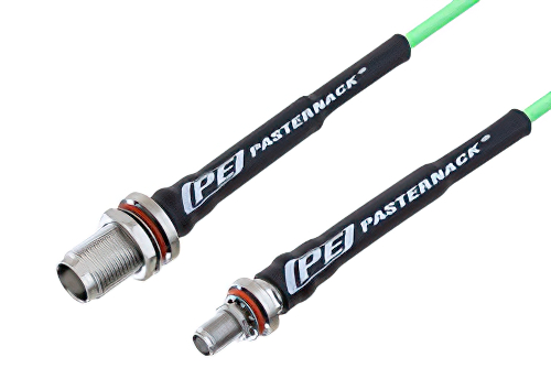 SMA Female Bulkhead to TNC Female Bulkhead Low Loss Cable 12 Inch Length Using PE-P160LL Coax