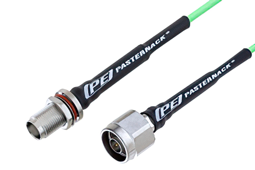 N Male to TNC Female Bulkhead Low Loss Cable 24 Inch Length Using PE-P160LL Coax