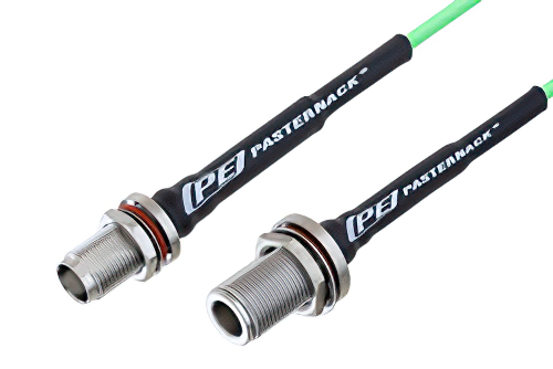 N Female Bulkhead to TNC Female Bulkhead Low Loss Cable Using PE-P160LL Coax