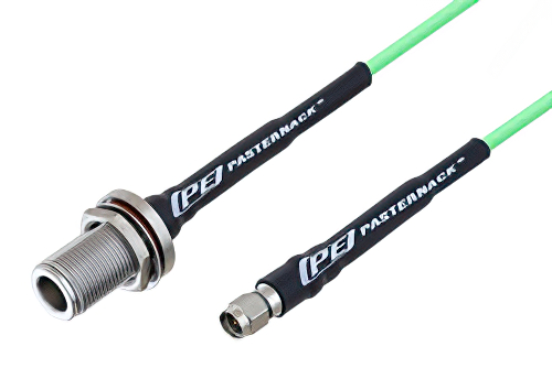 N Female Bulkhead to SMA Male Low Loss Cable 200 CM Length Using PE-P160LL Coax