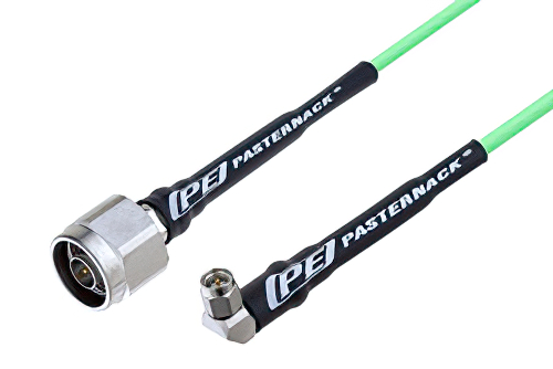 N Male to SMA Male Right Angle Low Loss Cable 150 CM Length Using PE-P160LL Coax