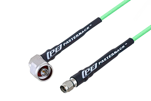 N Male Right Angle to SMA Male Low Loss Cable 50 CM Length Using PE-P160LL Coax