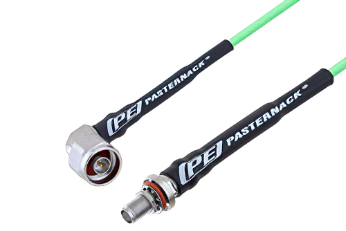 N Male Right Angle to SMA Female Bulkhead Low Loss Cable 12 Inch Length Using PE-P160LL Coax