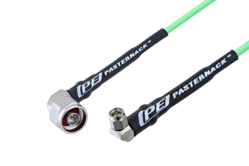N Male Right Angle to SMA Male Right Angle Low Loss Cable 60 Inch Length Using PE-P160LL Coax