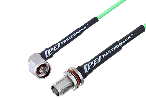 N Male Right Angle to TNC Female Bulkhead Low Loss Cable 24 Inch Length Using PE-P160LL Coax