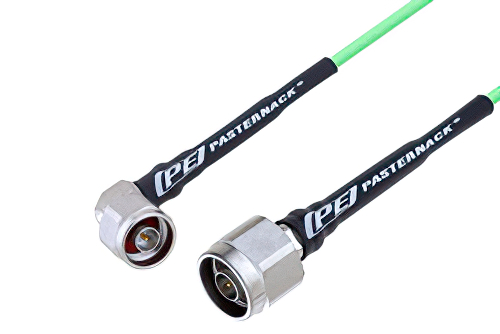 N Male to N Male Right Angle Low Loss Cable 60 Inch Length Using PE-P160LL Coax