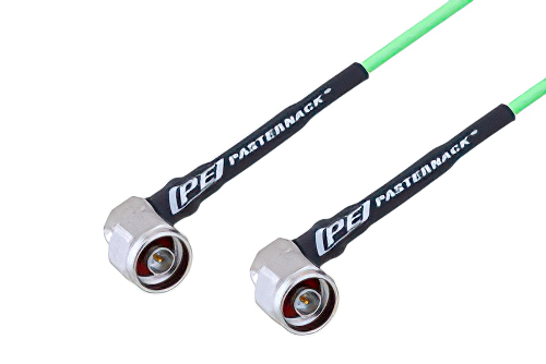 N Male Right Angle to N Male Right Angle Low Loss Cable 48 Inch Length Using PE-P160LL Coax