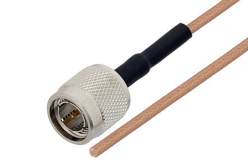 75 Ohm TNC Male to Straight Cut Lead Cable Using 75 Ohm RG179 Coax with HeatShrink