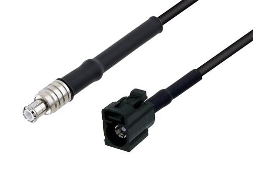 MCX Plug to Black FAKRA Jack Cable Using LMR-100 Coax with HeatShrink