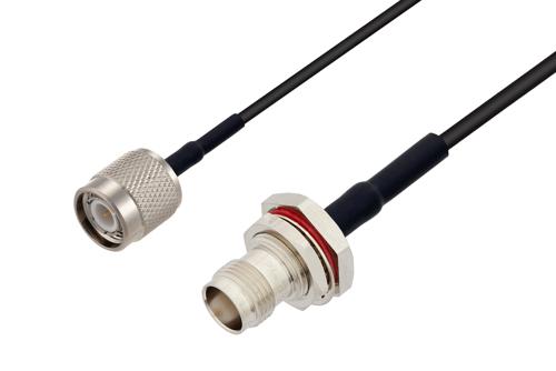 TNC Male to TNC Female Bulkhead Low Loss Cable Using PE-C100-LSZH Coax with HeatShrink