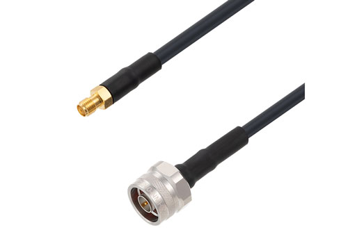 SMA Female to N Male Low Loss Cable Using LMR-240 Coax with HeatShrink, LF Solder