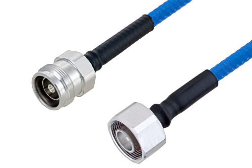 Plenum 4.1/9.5 Mini DIN Male to 4.3-10 Female Low PIM Cable 12 Inch Length Using SPP-250-LLPL Coax , LF Solder