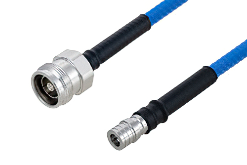 Plenum 4.3-10 Female to QMA Male Low PIM Cable 100 cm Length Using SPP-250-LLPL Coax , LF Solder