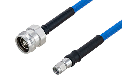 Plenum 4.3-10 Female to SMA Male Low PIM Cable 100 cm Length Using SPP-250-LLPL Coax , LF Solder