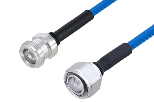 Plenum 4.1/9.5 Mini DIN Female to 4.3-10 Male Low PIM Cable 24 Inch Length Using SPP-250-LLPL Coax , LF Solder
