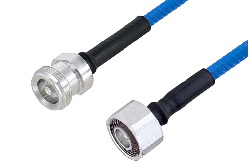 Plenum 4.1/9.5 Mini DIN Male to 4.1/9.5 Mini DIN Female Low PIM Cable 24 Inch Length Using SPP-250-LLPL Coax , LF Solder