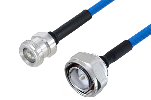Plenum 4.1/9.5 Mini DIN Female to 7/16 DIN Male Low PIM Cable 36 Inch Length Using SPP-250-LLPL Coax , LF Solder