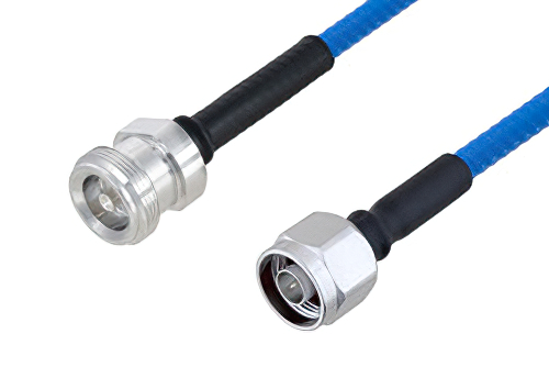 Plenum 4.1/9.5 Mini DIN Female to N Male Low PIM Cable 48 Inch Length Using SPP-250-LLPL Coax , LF Solder