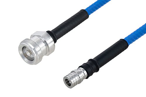 Plenum 4.1/9.5 Mini DIN Female to QMA Male Low PIM Cable 36 Inch Length Using SPP-250-LLPL Coax , LF Solder