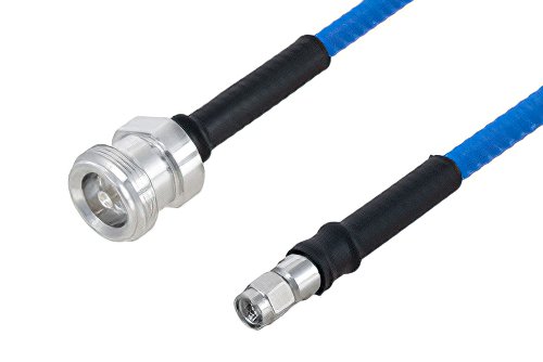 Plenum 4.1/9.5 Mini DIN Female to SMA Male Low PIM Cable Using SPP-250-LLPL Coax , LF Solder