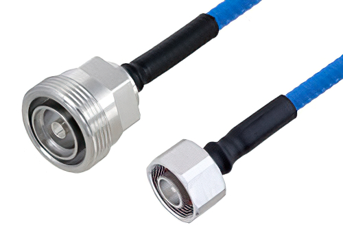 Plenum 4.1/9.5 Mini DIN Male to 7/16 DIN Female Low PIM Cable 100 cm Length Using SPP-250-LLPL Coax , LF Solder