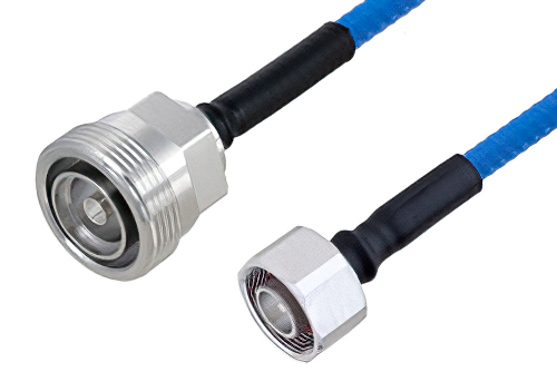 Plenum 4.1/9.5 Mini DIN Male to 7/16 DIN Female Low PIM Cable 36 Inch Length Using SPP-250-LLPL Coax , LF Solder