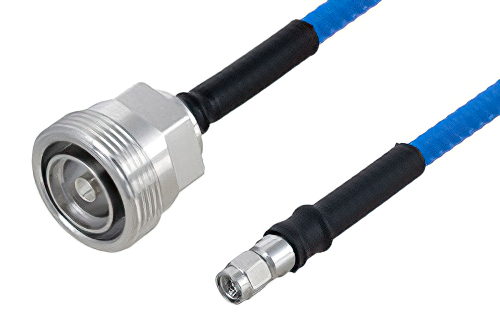 Plenum 7/16 DIN Female to SMA Male Low PIM Cable 200 cm Length Using SPP-250-LLPL Coax , LF Solder