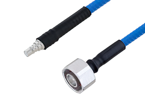 Plenum 4.1/9.5 Mini DIN Male to QMA Female Low PIM Cable 150 cm Length Using SPP-250-LLPL Coax , LF Solder