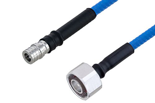 Plenum 4.1/9.5 Mini DIN Male to QMA Male Low PIM Cable 150 cm Length Using SPP-250-LLPL Coax , LF Solder