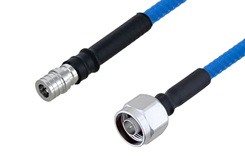 Plenum N Male to QMA Male Low PIM Cable 12 Inch Length Using SPP-250-LLPL Coax , LF Solder
