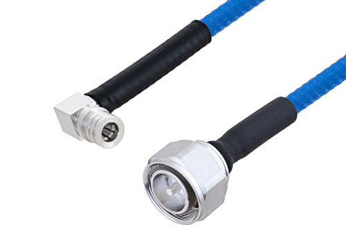 Plenum 4.3-10 Male to QMA Male Right Angle Low PIM Cable 48 Inch Length Using SPP-250-LLPL Coax , LF Solder