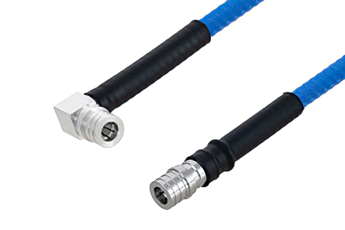 Plenum QMA Male to QMA Male Right Angle Low PIM Cable Using SPP-250-LLPL Coax , LF Solder