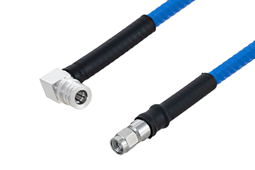 Plenum QMA Male Right Angle to SMA Male Low PIM Cable 36 Inch Length Using SPP-250-LLPL Coax , LF Solder