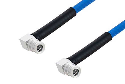 Plenum QMA Male Right Angle to QMA Male Right Angle Low PIM Cable 36 Inch Length Using SPP-250-LLPL Coax , LF Solder
