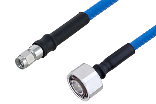 Plenum 4.1/9.5 Mini DIN Male to SMA Male Low PIM Cable 200 cm Length Using SPP-250-LLPL Coax , LF Solder