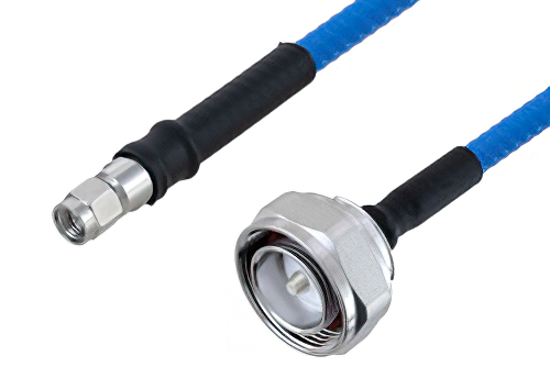Plenum 7/16 DIN Male to SMA Male Low PIM Cable 100 cm Length Using SPP-250-LLPL Coax , LF Solder