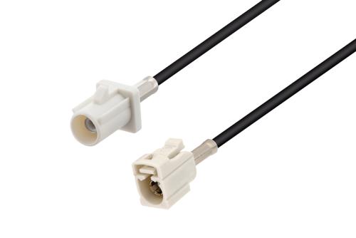 White FAKRA Plug to FAKRA Jack Cable Using RG174 Coax