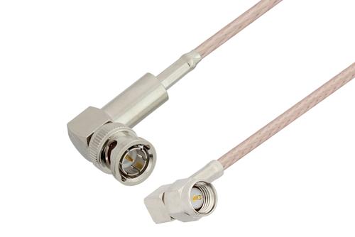 50 Ohm SMA Male Right Angle to 75 Ohm BNC Male Right Angle Cable Using 75 Ohm RG179 Coax