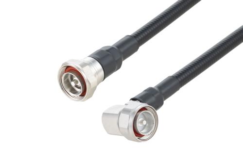 7/16 DIN Male to 7/16 DIN Male Right Angle Low PIM Cable Using 1/2 inch Superflexible Coax