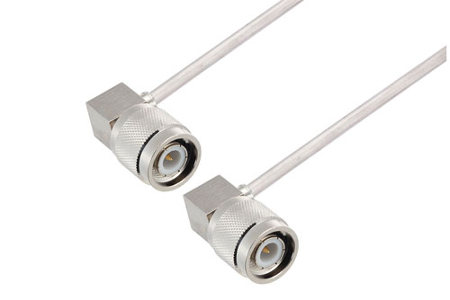 TNC Male Right Angle to TNC Male Right Angle Cable 36 Inch Length Using PE-SR402AL Coax