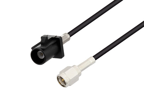 Black FAKRA Plug to SMA Male Cable Using RG174 Coax