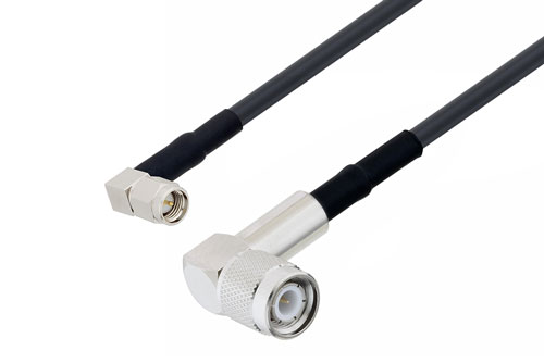 SMA Male Right Angle to TNC Male Right Angle Low Loss Cable Using LMR-200 Coax with Double HeatShrink
