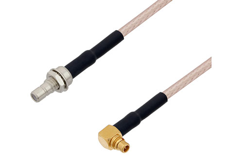 SMB Jack Bulkhead to MMCX Plug Right Angle Cable Using RG316 Coax with HeatShrink