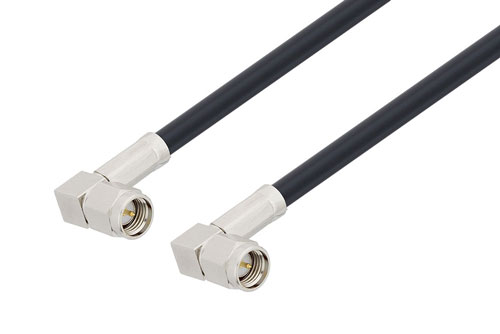 SMA Male Right Angle to SMA Male Right Angle Low Loss Cable 24 Inch Length Using LMR-200 Coax